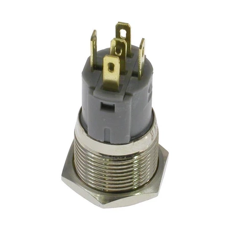 Przycisk wandaloodporny PBW-16BŻ monostabilny 2A 250V klawisz wystający symbol żarówki podśw zielone