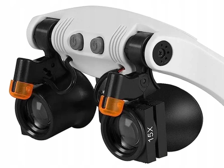 Lupa nagłowna, okulary zegarmistrzowskie, powiększenie 25x, 20 diod LED