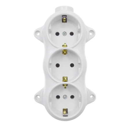Gniazdo elektryczne Schuko potrójne, montaż natynkowy, kolor biały, seria Retro PRL