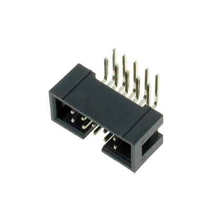 Wtyk IDC 10-stykowy kątowy do montażu na PCB, raster 2,54 mm ze złoconymi stykami, Z-WS10W
