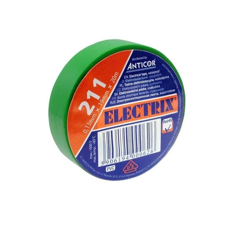 Taśma izolacyjna PVC ELECTRIX 211 19mm, zielona 20m