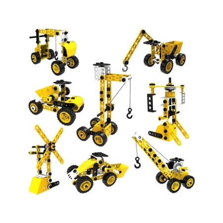 Klocki Konstrukcyjne: Maszyny, Pojazdy Budowlane, Dźwig, Wiatrak, Ciężarówka 8w1, 100 elementów