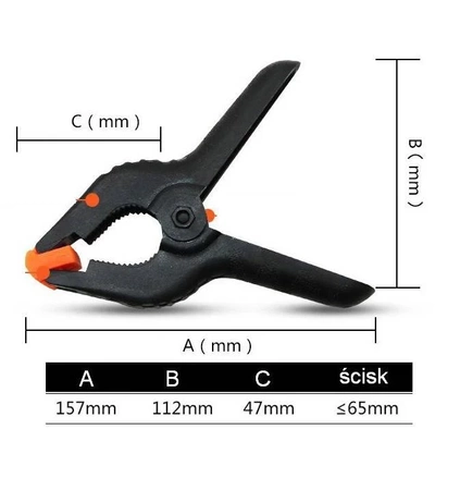 Ścisk sprężynowy stolarski - 15cm 6" - Zacisk modelarski - Klamra