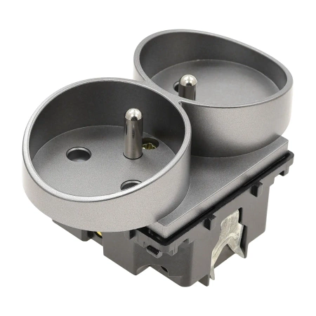 Moduł - gniazdo elektryczne podwójne - szare - Tawoia Glass