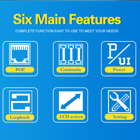 Tester LAN PoE 802.3af, 802.3at, test mapy połączeń, LCD, Noyafa NF-488