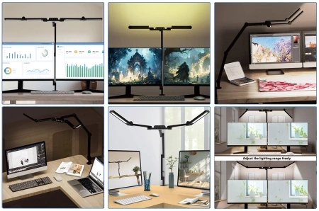 Lampa biurkowa LED - profesjonalna z regulacją barwy i jasności - liniowa 82cm - 4 ramiona - 1650lm - biała - FDDL18