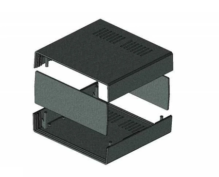 Obudowa uniwersalna Z17W, 217 × 235 × 92 mm, PS, czarna, wentylowana, z panelami bocznymi, Kradex