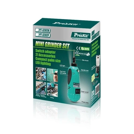 Wiertarka - szlifierka miniaturowa + osprzęt + szablony, Proskit PT-5202F