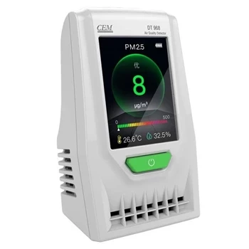 Miernik pyłów zawieszonych PM2,5 i PM10 CEM DT-968, czujnik laserowy, temperatura i wilgotność, ekran TFT