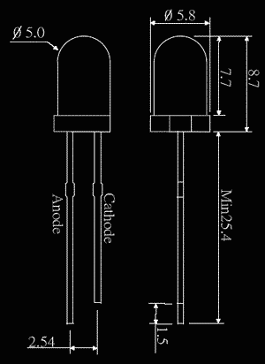 Dioda LED f5 biała ciepła 18000mcd