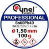 Cyna lutownicza Sn60Pb40 z topnikiem SW26, średnica 1,5 mm, szpula 100 g, Cynel