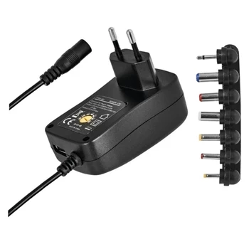 Zasilacz impulsowy 3V - 4.5V - 5V - 6V - 7.5V - 9V - 12V uniwersalny 2.25A z zestawem wtyków i wyjściem USB, EMOS N3113