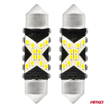 Żarówka samochodowa LED CANBUS Festoon C5W 41mm 12V / 24V 2szt AMIO-04238