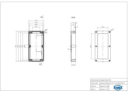 Obudowa hermetyczna ZP200.100.75 jasnoszara/przeźroczyste wieczko ABS-PC