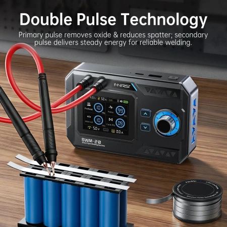 Zgrzewarka punktowa akumulatorów Li-Ion 1200A dual pulse – regulacja impulsu, FNIRSI SWM-20