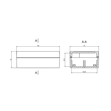 Obudowa 70x105, h=40mm, przezroczyste wieczko, jasnoszara z tulejkami mosiężnymi, Z128