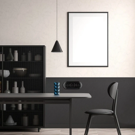 Włącznik światła podwójny ceramiczny, kwadratowy podtynkowy czarny Ceramic Loft