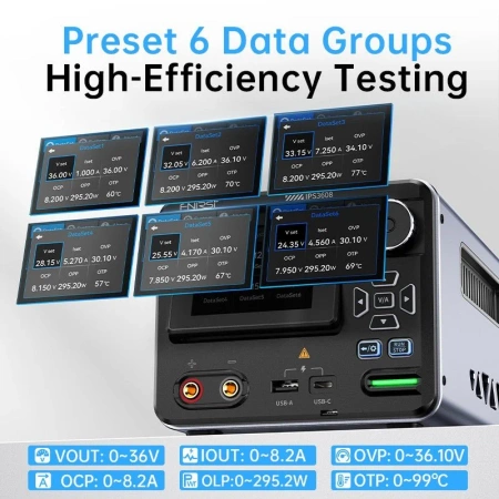 Zasilacz serwisowy AC-DC 0-36V 8A 285W z cyfrowym sterowaniem i ekranem LCD FNIRSI IPS3608