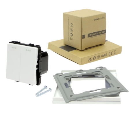 Włącznik światła szklany schodowy podwójny - biały - Tawoia Glass