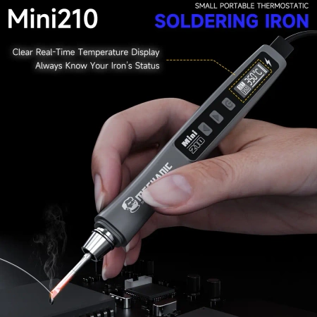 Lutownica precyzyjna Mini 210, 40 W, 180–480°C, zasilanie USB-C, groty 210, Mechanic