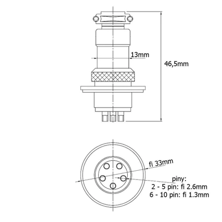 Gniazdo + wtyk na panel, uszczelka, seria C02 / 3 pin