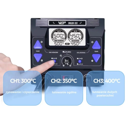 Stacja Lutownicza WEP992D-III 2w1 1220W, groty C245