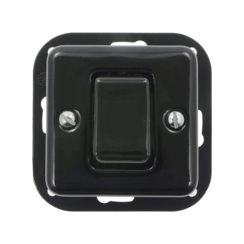 Włącznik światła pojedynczy dwubiegunowy ceramiczny, kwadratowy podtynkowy czarny Ceramic Loft