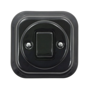 Włącznik światła pojedynczy dwubiegunowy ceramiczny, kwadratowy z ramką, podtynkowy czarny Ceramic Loft