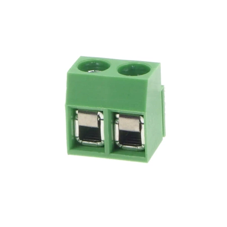 Złącze śrubowe do druku, 2 pola, raster 5mm, wysokość 10,2mm, wyprowadzenia kątowe, 300V / 10A, Degson DG126R