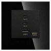 Ładowarka USB A + 2xC 65W GaN czarna podtynkowa z ramką szklaną - TAWOIA Glass