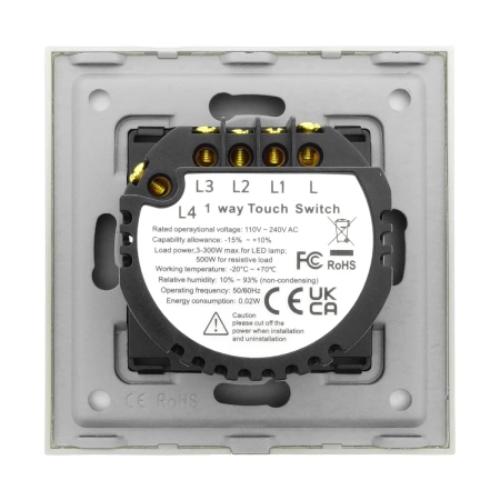 Włącznik dotykowy szklany poczwórny SCR 300W dla LED - biały - Tawoia Glass