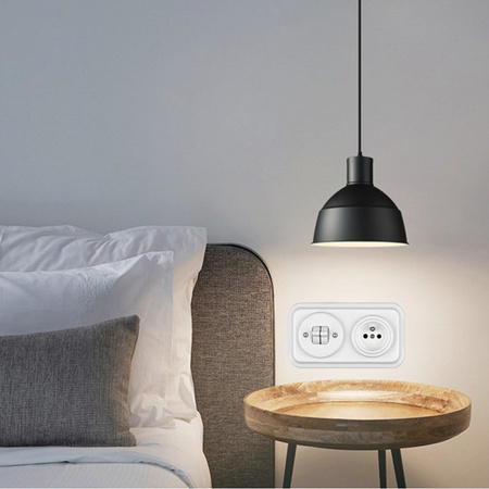 Włącznik światła schodowy kołyskowy ceramiczny, okrągły podtynkowy biały Ceramic Loft