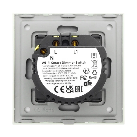 Ściemniacz Smart 500W WiFi i Bluetooth - dotykowy szklany panel biały - podtynkowy - TAWOIA Smart Home