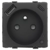 Moduł - Gniazdko pojedyncze z bolcem, 2x USB A+C 20W - watomierz - WiFi / BT, czarny - Tawoia Glass