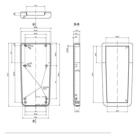 Obudowa 68x141, h=25mm, ABS, jasna, miejsce na baterie, Z89
