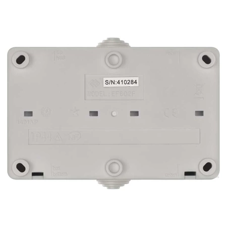 Gniazdo elektryczne podwójne bryzgoszczelne IP54 z klapką, montaż natynkowy, kolor biały, EMOS A1397.3