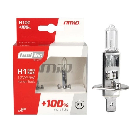 Żarówka samochodowa halogenowa H1 12V 55W LumiTec SILVER +100%, 2 szt AMIO-01401