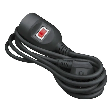 Przedłużacz 3m, 1 gniazdo z wyłącznikiem, 2300W, PS63 czarny