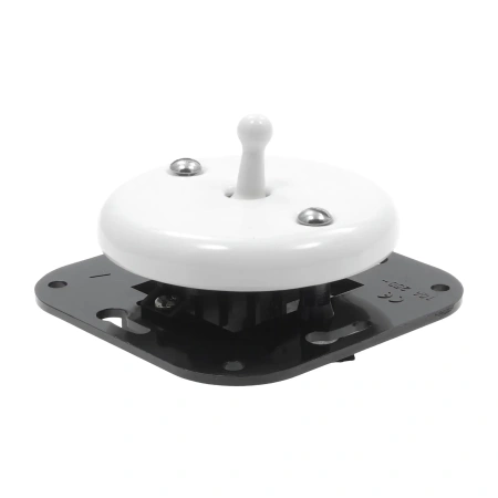 Włącznik dzwonkowy dźwigniowy ceramiczny, okrągły z ramką, podtynkowy biały Ceramic Loft