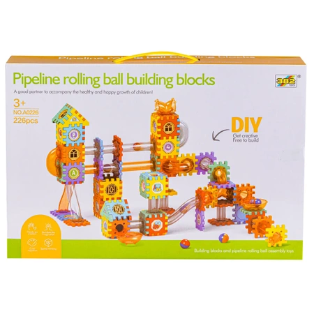 Klocki konstrukcyjne: tor kulkowy, 226 elementów