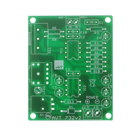 Whisper superczuły wzmacniacz mikrofonowy z wyjściem słuchawkowym - PCB do projektu AVT 732