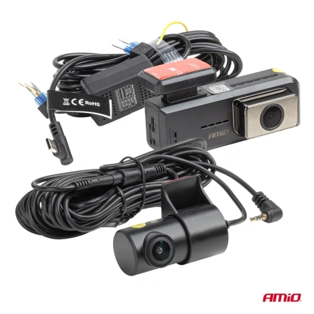 Wideorejestrator WiFi 2K 1440P Przód Tył Kamera Cofania 1080P G-Sensor Parking Mode 512GB USB-C - Amio 04800