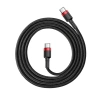 Kabel USB C-C 1m, szybkie ładowanie PD2.0 60W, QC3.0, nylonowy oplot, czarno-czerwony Baseus
