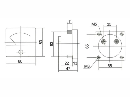 Wskaźnik prądu analogowy 0-100A, bez bocznika