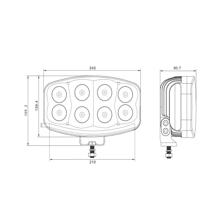Reflektor drogowy LED samochodowy, 2 funkcje: pozycyjne, drogowe, 4925 lm, 55W, 18 LED, 12V/24V, L3413