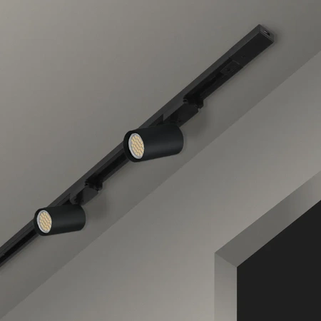 Zestaw oświetlenia szynowego X-LINE: 4 reflektory GU10, 2x1m szyny, złączka prosta, czarny