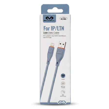Kabel USB-A - Lightning, 2,4 A, 1 m, niebieski, Miccell, MIC-004032