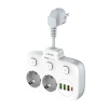 Listwa zasilająca 2 gniazda + 3× USB, 10 A, z włącznikiem, biała, LDNIO