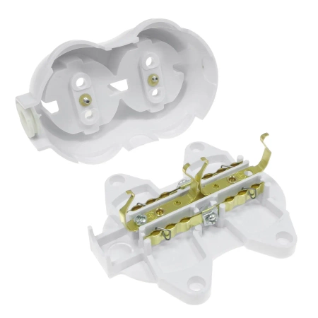 Gniazdo elektryczne Schuko podwójne, montaż natynkowy, kolor biały, seria Retro PRL