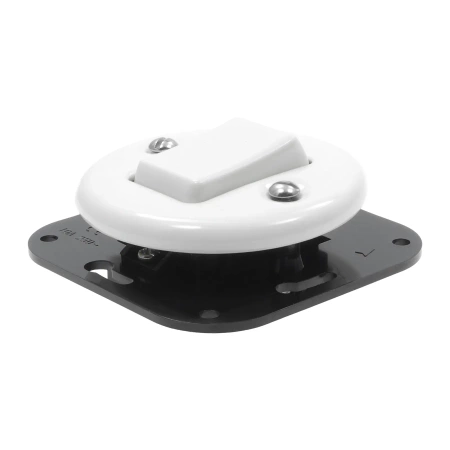 Włącznik światła krzyżowy ceramiczny, okrągły z ramką, podtynkowy biały Ceramic Loft